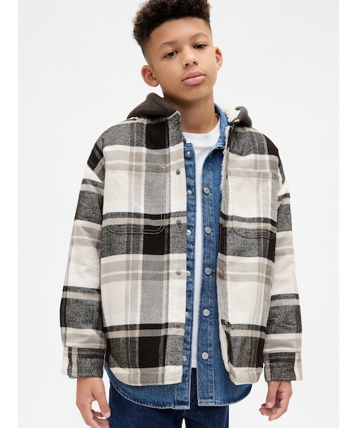 裏ボア フード付き フランネル シャケット (キッズ)