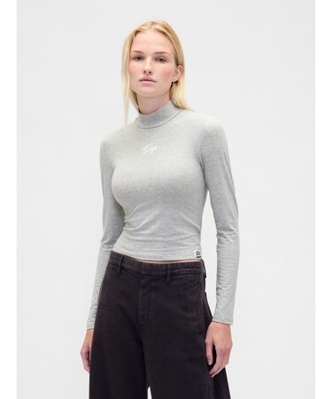 GAPロゴ クロップド モックネックトップス