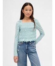 スモッキングギャザー スクエアネック トップス (キッズ)