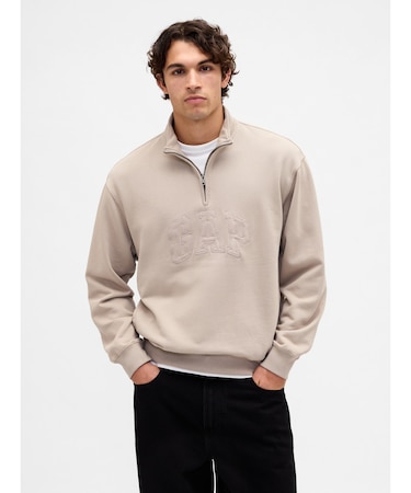 ヘビーウェイト オーバーサイズ GAPロゴ ハーフジップ プルオーバー