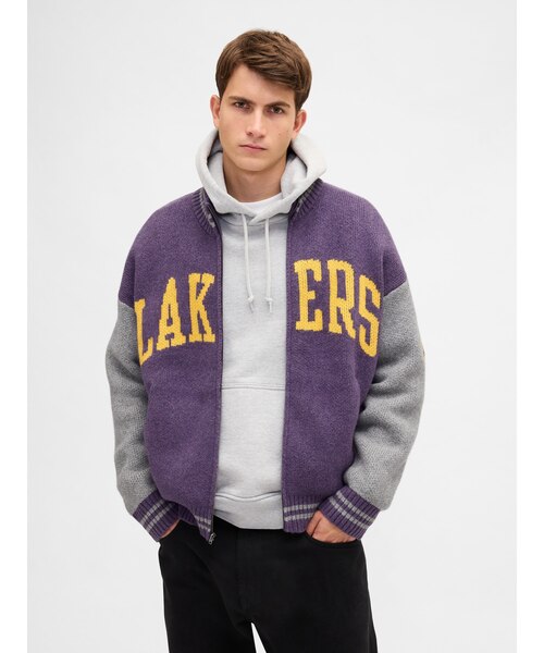 CashSoft カシミヤタッチ NBA ロサンゼルス レイカーズ ロゴ ジップ