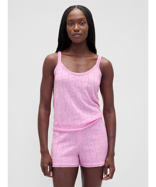 ライトウェイト CashSoft カシミヤタッチ ポインテール ハートパジャマタンクトップ