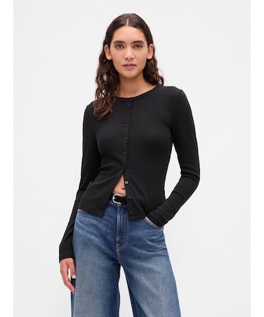 モダン クルーネック カーディガン