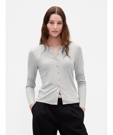 モダン クルーネック カーディガン