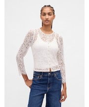 レース フロントボタン トップス