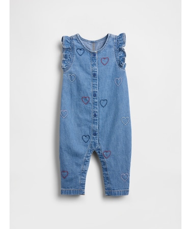 デニム ハート刺繍  カバーオール (ベビー)
