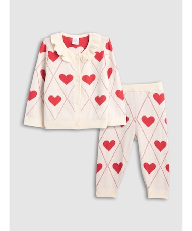 ラッフルフリル襟 ニットカーディガン コーデセット (ベビー)