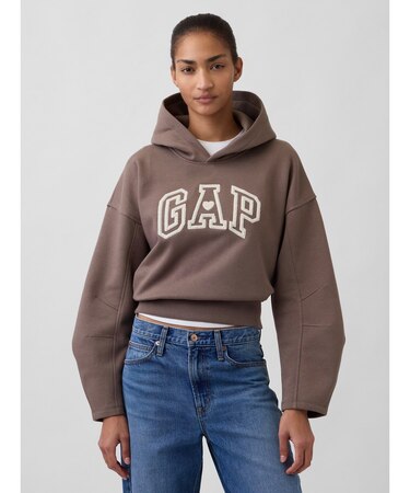 ヴィンテージソフト オーバーサイズ クロップド ランタンスリーブ パーカー