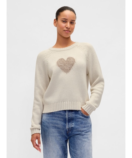 ウールブレンド ラグラン クルーネックセーター