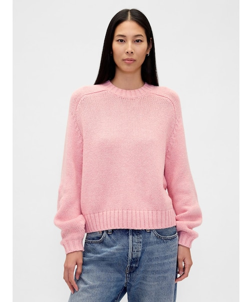 コットンブレンド リラックスフィット クルーネックセーター