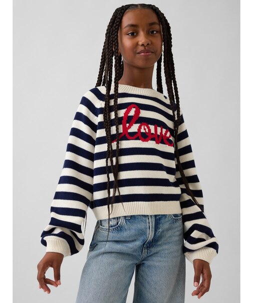 リラックスフィット グラフィック クルーネックセーター (キッズ)