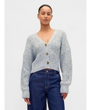 コットンブレンド クロップド ニットカーディガン