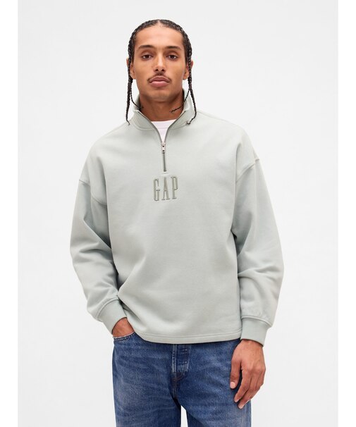 ヴィンテージソフト オーバーサイズ GAPロゴ 1/4ジップアッププルオーバー