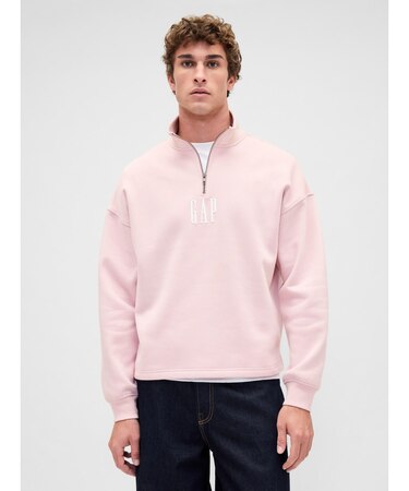 ヴィンテージソフト オーバーサイズ GAPロゴ 1/4ジップアッププルオーバー