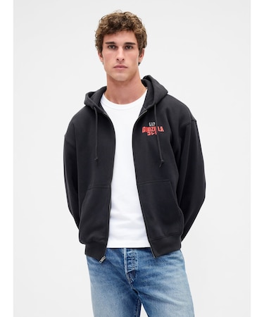 ゴジラ ビンテージソフトグラフィック GAPロゴ ジップアップパーカー