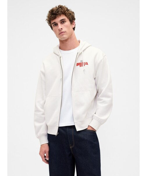 ゴジラ ビンテージソフトグラフィック GAPロゴ ジップアップパーカー