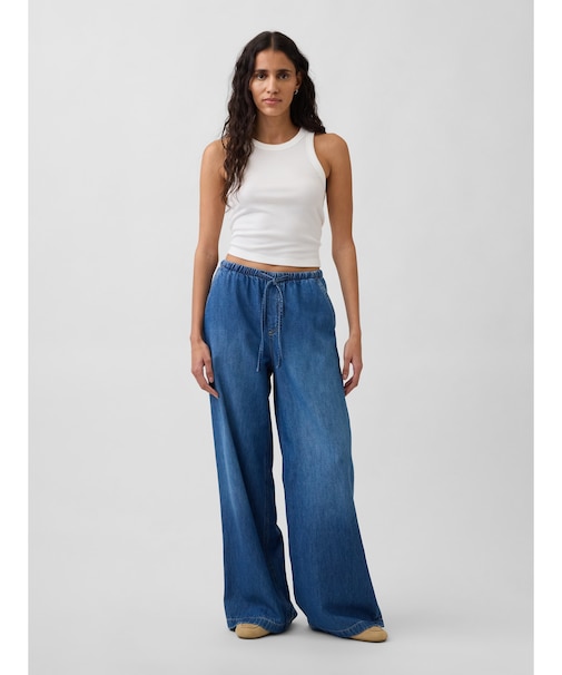 ミッドライズ ウルトラソフト イージーウエスト バギーデニム