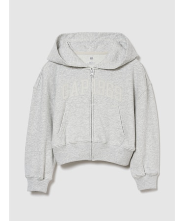 ヴィンテージソフト フレンチテリー オーバーサイズ クロップド GAPロゴ ジップアップパーカー (キッズ)