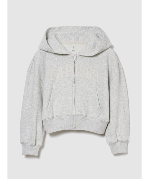 ヴィンテージソフト フレンチテリー オーバーサイズ クロップド GAPロゴ ジップアップパーカー (キッズ)