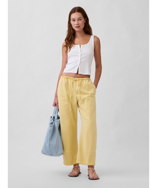 イージー ウエスト ダブルニー バレルパンツ