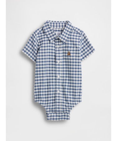 ギンガムチェック オックスフォード ボディスーツ (ベビー)