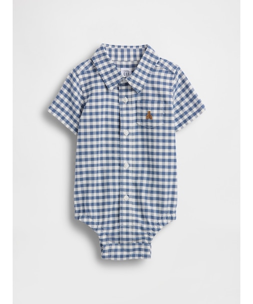 ギンガムチェック オックスフォード ボディスーツ (ベビー)
