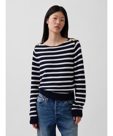 コットン100% リラックスフィット ボートネックセーター