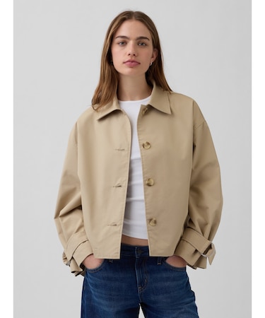 オーバーサイズ クロップド トレンチジャケット