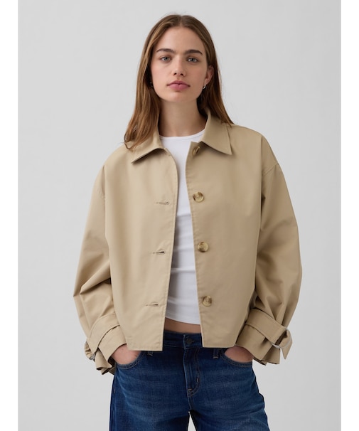 オーバーサイズ クロップド トレンチジャケット