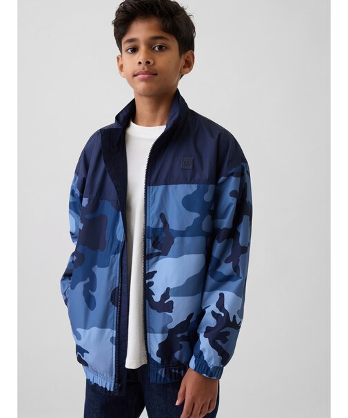 リサイクル カラーブロック カモフラージュ ウィンドブレーカー (キッズ)