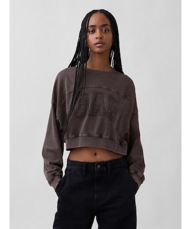 フレンチテリー オーバーサイズ GAPロゴ クロップドスウェットシャツ