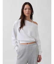 ヴィンテージソフト フレンチテリー オーバーサイズ オープンネックライン クロップド スウェットシャツ