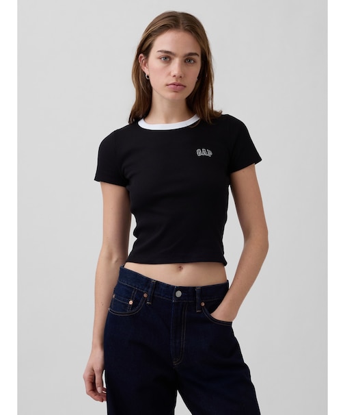 リブ GAPロゴ 半袖チビTシャツ
