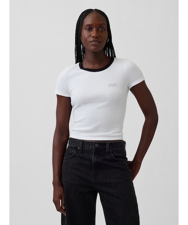 リブ GAPロゴ 半袖チビTシャツ