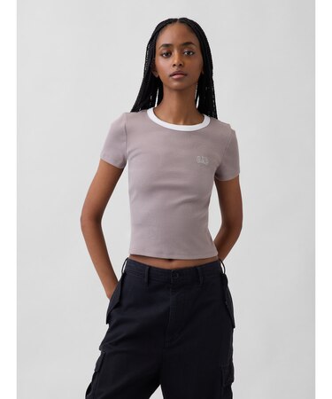 リブ GAPロゴ 半袖チビTシャツ