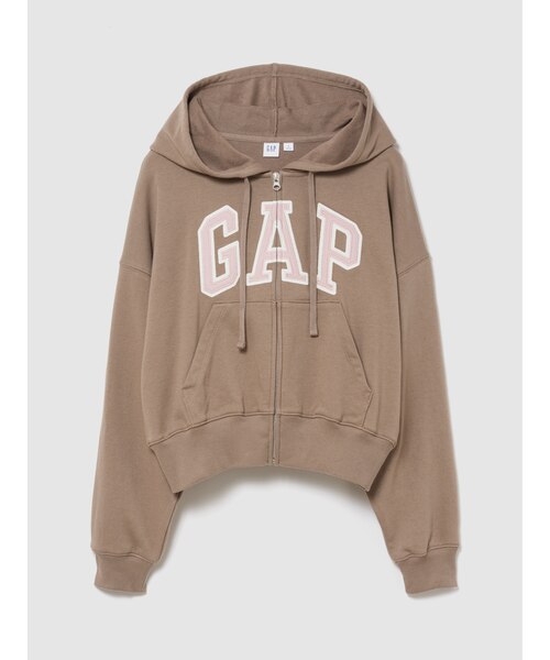 オーバーサイズ GAPロゴ フレンチテリー ジップアップパーカー