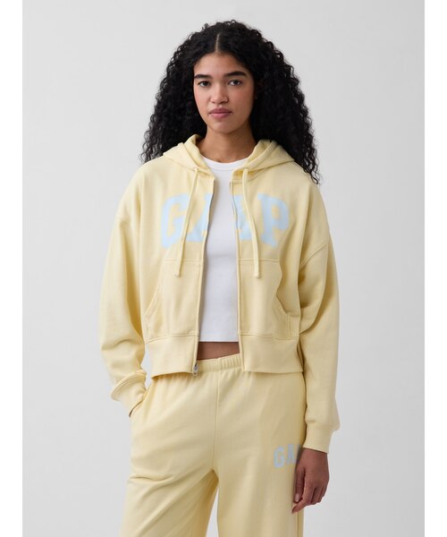 新品　完売商品　GAP オーバーサイズ フレンチテリー ジップアップパーカー　S オーバーサイズ GAPロゴ フレンチテリー ジップアップパーカー