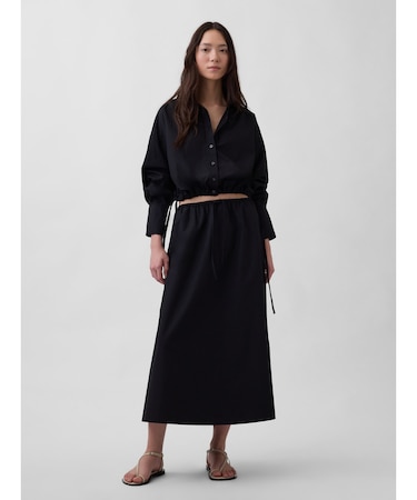 ポプリン イージーウエストマキシスカート