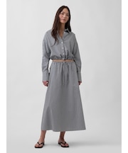 ポプリン オーバーサイズ 裾リボン クロップドシャツ