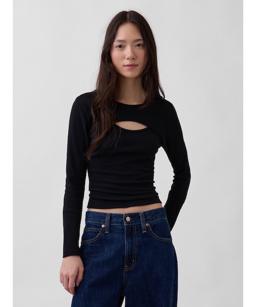 モダン カットアウトTシャツ