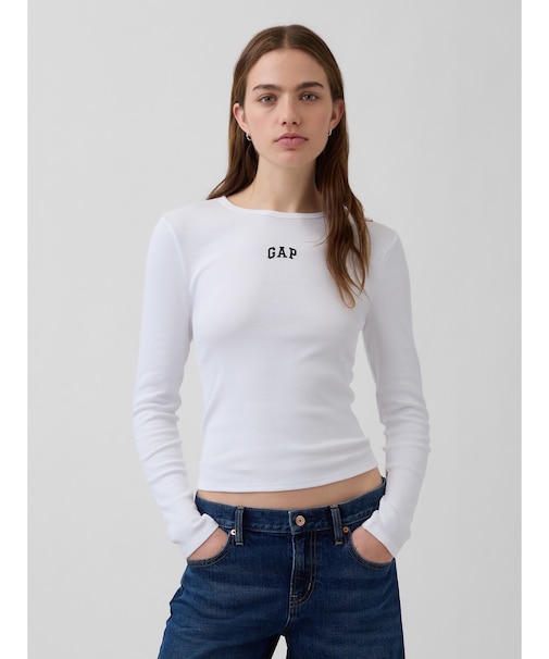 リブ クロップド GAPロゴTシャツ