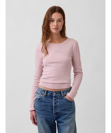 リブ クロップド GAPロゴTシャツ
