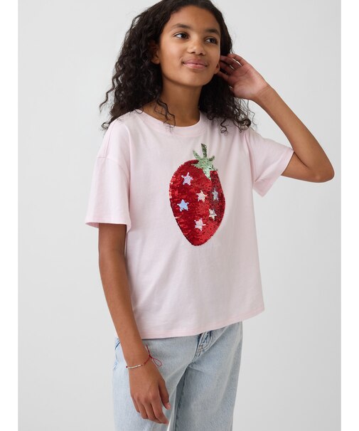 オーバーサイズ フリッピースパンコール グラフィックTシャツ