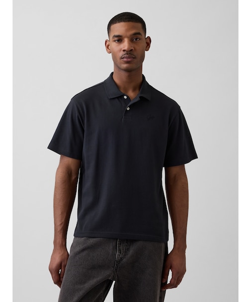 リラックスフィット ピケ クロップド ポロシャツ