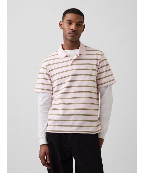 リラックスフィット ピケ クロップド ポロシャツ