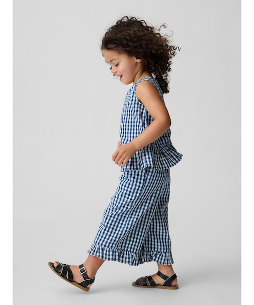 ギンガムチェック デニム 裾ラッフルフリル コーデセット (幼児・ベビー)