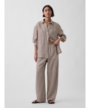 リネンブレンド イージーウエスト ワイドパンツ