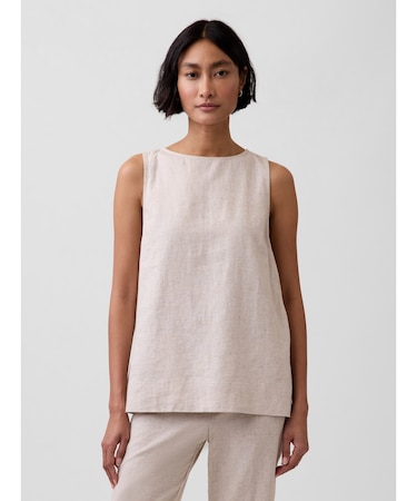 リネンブレンド シェルタンクトップ