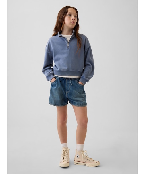 ハイライズ デニム イージーウエスト ドルフィン ショートパンツ (キッズ)