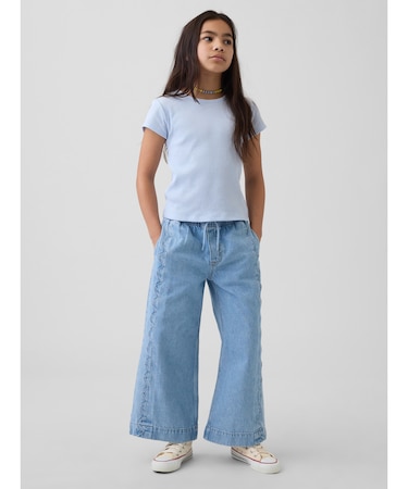 ハイライズ ストライド イージーウエスト ワイド アンクルデニム (キッズ)